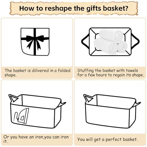 Image of OIAHOMY Small Woven Basket with Gift Bags, Ribbons, Baskets for Gifts Empty, Small Rope Basket 15.35 * 11.42 * 6.7IN, Cute Decorative Baskets with Handles for Baby Pets, Toys, White