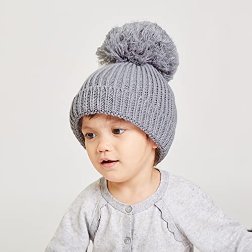 Image of Toddler Infant Winter Hat with Earflap Knit Warm Beanie Fleece Lined Hat for Baby Boys Girls