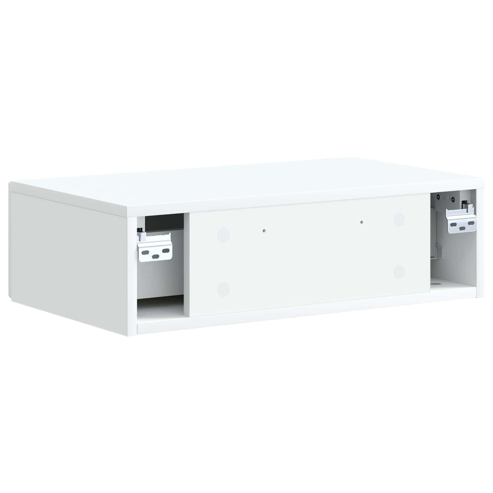 Tavolino da parete bianco in legno 59 x 34,5 x 17 cm con cassetto, spazio e ripiano per soggiorno, ufficio, corridoio, credenza versatile salvaspazio e organizer