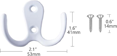 Miniatura 2 de Lansonee 4 ganchos para bata de doble punta, ganchos dobles para colgar en la pared, ropa colgante para baño, dormitorio, puerta y pared, colgador