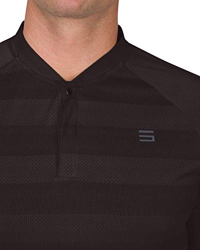 Three Sixty Six Golf Shirts For Men - Dry Fit Collarless Polo Shirts - Lightweight And Breathable, Stripe Design #TOP3