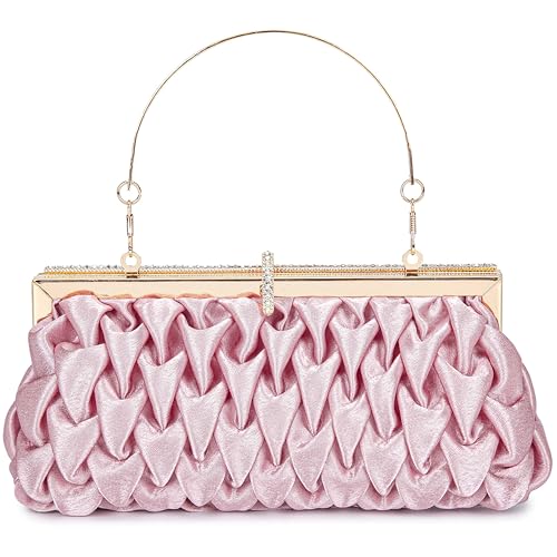 Image of Classic Satin Clutch Bag Diamante Embellished Formal Evening Handbag for Wedding Prom Party Purses