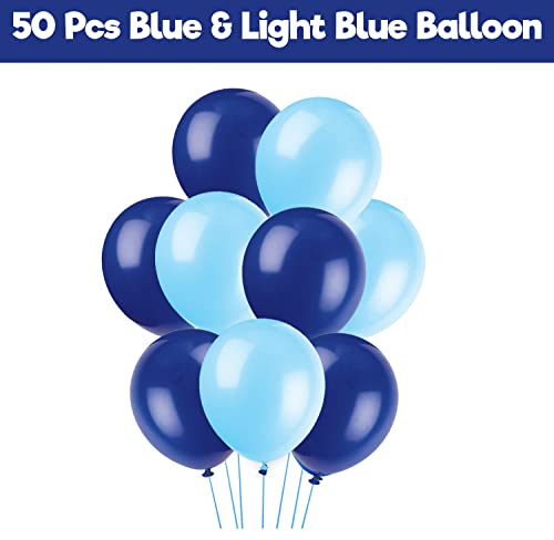 Image of Party Propz Light Blue Balloons For Decoration - Pack of 50 Pcs Dark Blue Balloons For Decoration | Balloons For Birthday | Birthday Decoration Items For Boy | Metallic Balloons (Latex)