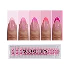 btartboxnails XCOATTIPS Pink French Tip Press On Nails - Short Press On Nails Almond, Soft Gel Nail Tips, 160Pcs Soak Off Acrylic Pink Fake Nail Extension in 16 Sizes