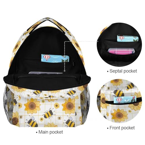 Cute Bee Sunflower (4) Laptop Backpack for Women Men, Personalized College Bookbag Travel Bag Casual Daypack back packs3
