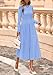 PRETTYGARDEN Fall Dresses for Women 2025 Long Sleeve Work Casual A Line Pleated Cocktail Church Midi Winter Sweater Dress (Light Blue,Medium)