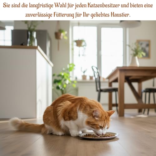 Katzennapf Edelstahl, Futternapf Katze, 3er-Set Futternäpfe Für Katzen Aus Rostfreiem Stahl, 15 x 15 x 2,4 cm, Silberne Katzennäpfe Für Trocken- Und Nassfutter