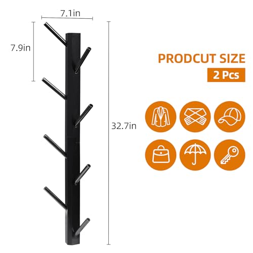 2-Pack-Vertical-Wall-Mount-Coat-Rack-for-Clothes-and-Hats-Black-Bamboo-construction-16-polished-hooks-max-50-lbs-capacity-perfect-for-mudroom-entryway-bathroom