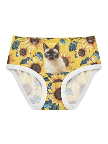 ZZKKO Sunflower and Siamese Cat Girls Underwear Toddler Panties for Girls Comfort Brief Size 2-8T