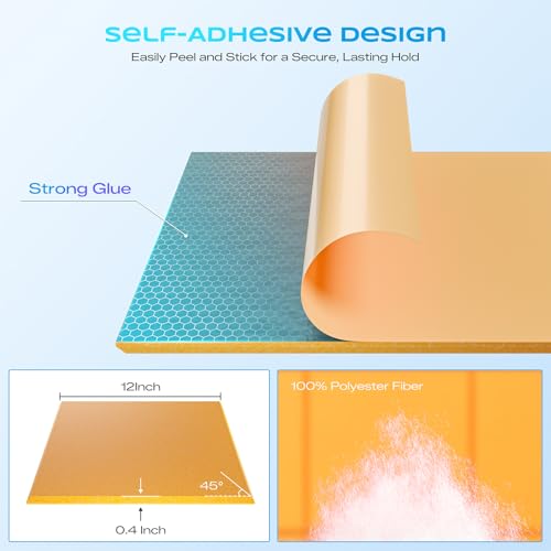 Image of 12 Pack Self-Adhesive Sound Proof Foam Panels for Walls 12 inchx12 inchx0.4 inch Fabric