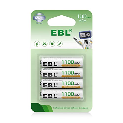 EBL AAA Akku 1100mAh mit hoher Kapazität, AAA wiederaufladbar Batterien,1.2V Micro AAA, 4er Pack