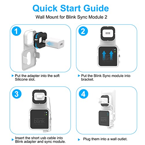 Dlnliy Outlet Wall Mount For Blink Sync Module 2 With Short Cable - Easy Installation No-Drilling Mounting Bracket For Blink Outdoor And Blink Indoor Home Security Cameras #TOP6
