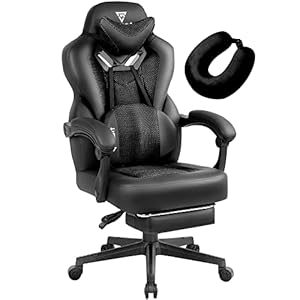 Vigosit Pro Gaming Chair with Footrest, Mesh. PC. Office Chair with Massage Function, Ergonomic Reclining Gaming Chair, 150 kg Load Capacity, Large, High, Black