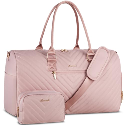 Image of LOVEVOOK Travel Duffle Bag, Weekender Bag for Women with Toiletry Bag, Carry on Overnight Bag with Shoe Compartment, Gym Duffel Bag with Wet Pocket, Mommy Hospital Bags for Labor and Delivery