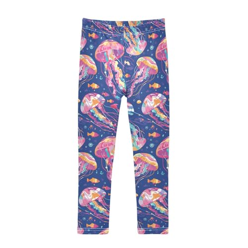 Colorful Jellyfish Kids Baby Girls Active Leggings Stretchy Full Length Athleisure Pants Exercise