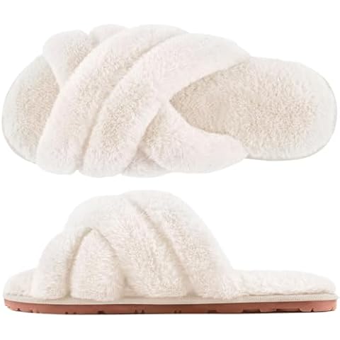 YUTYTH Womens Fluffy Open Toe Slippers Cover