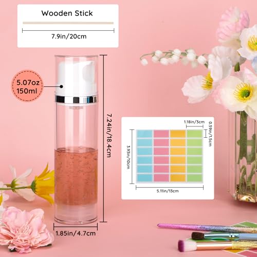 Image of Segbeauty 5oz Clear Refillable Cosmetic Containers,Pack of 3 Airless Pump Bottles 150ml Empty Travel Size Bottles Airless Cosmetic Pump Container Vacuum Cosmetic Travel Bottle for Toiletries