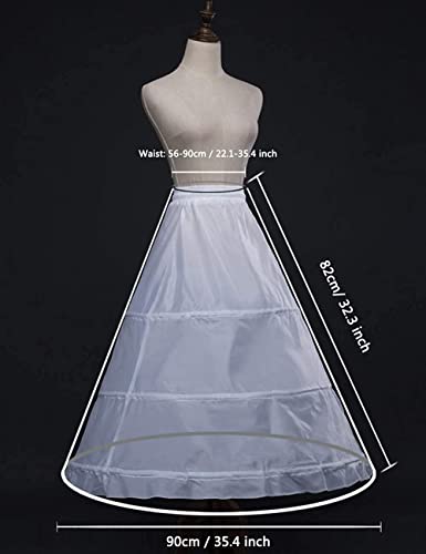 Image of RULTA Women's Crinoline Petticoat Skirt A-line 3-Hoops underskirt suitable for wedding ball dresses bridal Slips Skirt