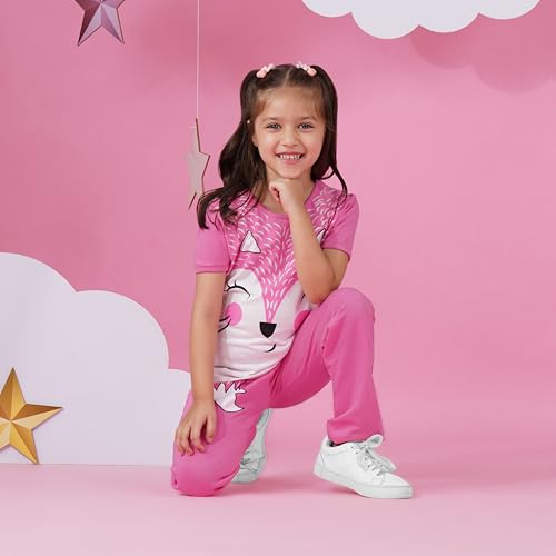 Image of TotzTouch Cotton Girls Night Suit | Pajama Set | Night Dress Graphic Printed Age 6 Months to 15 Years Different Patterns Suitable for Summer and Winter to Choose (Pack of 1)