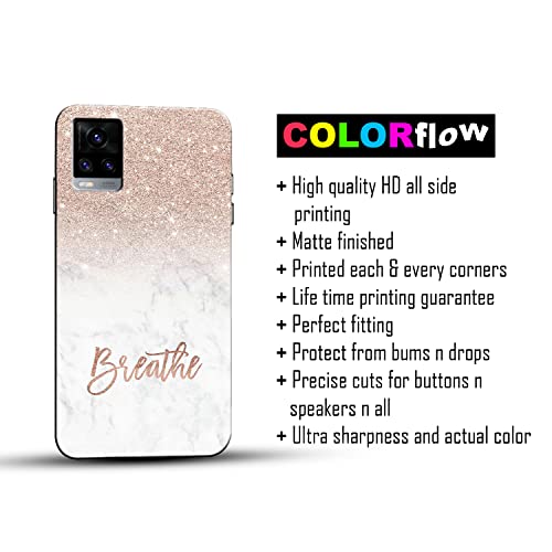 Image of COLORflow Back Cover Compatible with Vivo V20 | (Best for Girls) Quotes (Breathe) Marble | Designer Printed Hard CASE Bumper Back Cover Compatible with Vivo V20