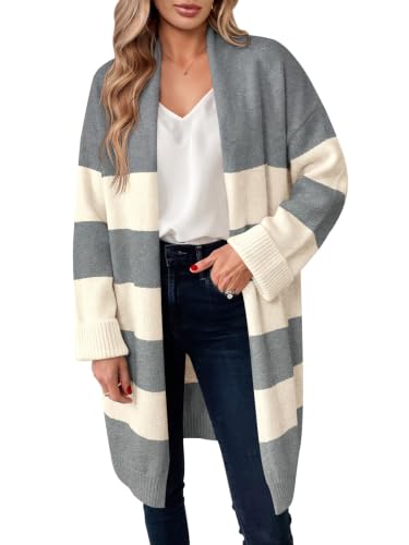 Image of Saodimallsu Womens Long Cardigan Sweaters Chunky Open Front Oversized Slouchy Knit Fall Trendy Coatigan Jackets