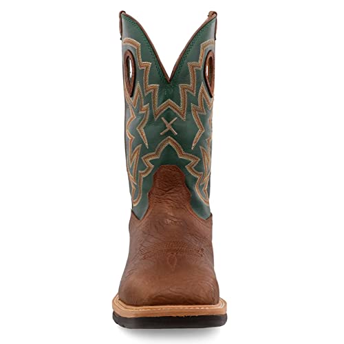 Image of TWISTED X Men's Lite Cowboy Workboot, Color: Distressed Shoulder /Green, Size: 14, Width: D (MLCSW01-14-D0