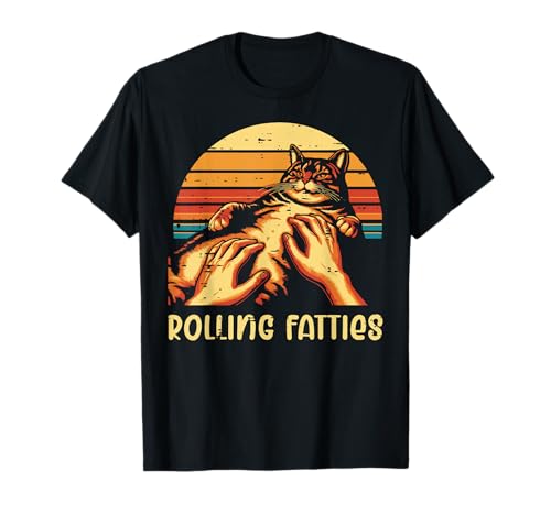 Fat Cat Rolling Fatties Funny Kitten Kitty Uomini Donne Bambini Maglietta