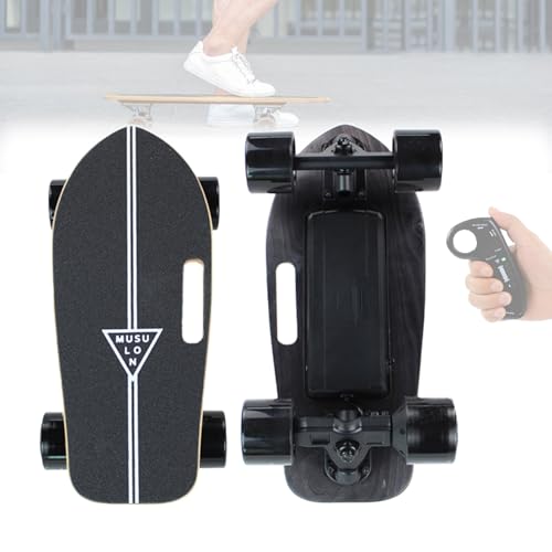 Feiphla Longboard EléCtrico, Ligero, Mini Longboard Original, Carga MáXima De 99 Kg, Frenado Suave, con Control Remoto De 4 Velocidades, para Campus Y Ciudad Black-8kmRange