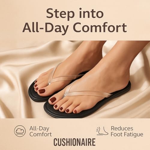 CUSHIONAIRE Surf Flip Flop Sandals for Women with Flexible Sole and Soft Jelly Strap, Lightweight Casual Slides2