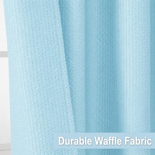 Image of HOMETHREADS Embrace Luxury with Our 6-Feet Long Premium Polyester Shower Curtain with 12 Hooks for a Lavish Bathroom Ambiance | Stylish, Splendid, and Perfectly Sized (Waffle SkyBlue, 180x200cm)