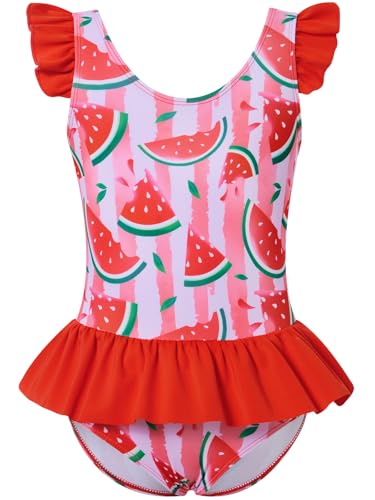 Image of Vieille Toddler Little Girls One Piece Swimsuits Ruffles Bathing Suits Mermaid Dinosaur Swimwear 2-7T