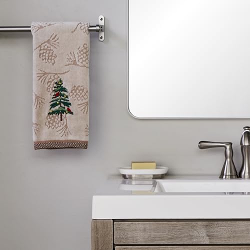 SKL Home Christmas/Winter Seasonal Fir 100% Cotton Embroidered 2pc Hand Towel Set, Decorative Jacquard for Bath/Kitchen/Bar, Wheat – Image 5