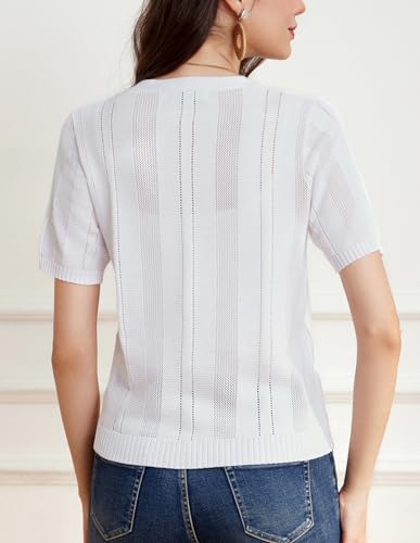 GRACE KARIN Women Short Sleeve Cropped Cardigan Crochet Knit Lightweight Button Down V Neck Bolero Sweater Top 20252