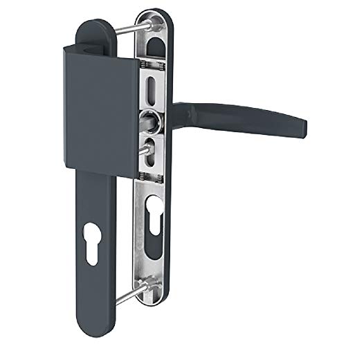 Schmalrahmengarnitur Schutzbeschlag Schildgarnitur Wechselgarnitur 8 / 92mm (Stossgriff/Drücker, Anthrazit - RAL 7016)