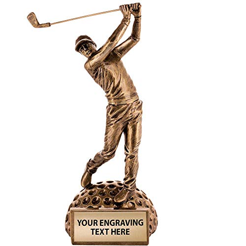 Crown Awards 8.75 Follow Through Golf Sculpture Highly Detailed Resin Golf Trophy with Customized Engraving Prime