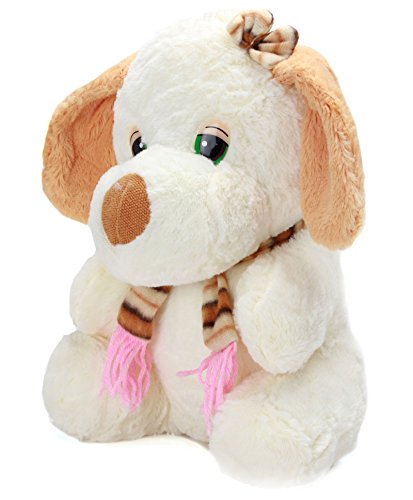 Image of Tickles Mufler Dog Soft Stuffed Plush Animal Toy for Kids Boys & Girls Birthday Gifts (Color: White; Size: 22 cm)