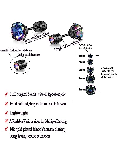 Dainty 8 Pairs Surgical Stainless Steel Earrings 14K Gold Plated Hoop Earrings CZ Stud Earrings for Women Men Lightweight Hypoallergenic Earrings Sets for Multiple Piercing,Suitable for Cartilage,Helix,Lobe,First Hole,Second Hole,Third Hole2