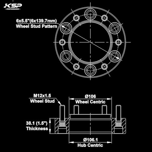 Image of KSP 1.5in Wheel Spacers for Tacoma 4Runner Cruiser Tundra with 6x5.5 PCD