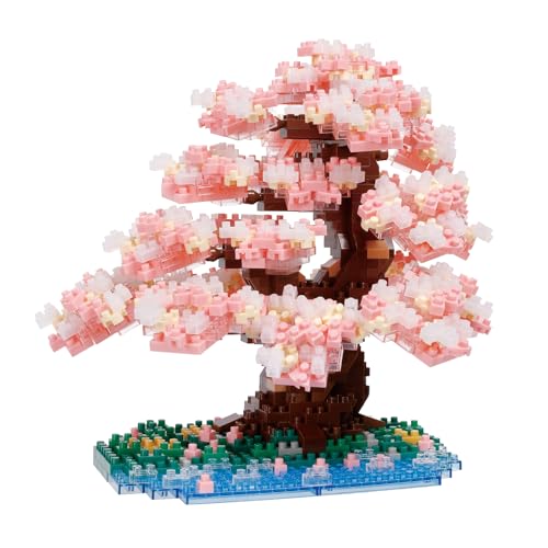Bandai – Nanoblock – Ciliegio in fiore Deluxe – Figura in mattoncini – Gioco di costruzione – Kit costruzione figure albero di ciliegio in pixel – Pianta da costruire in mini-mattoncini – NBC048