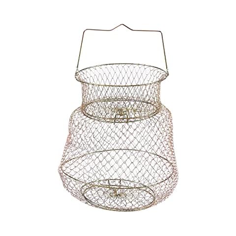 Tcrogsciss Rustproof Fish Basket Collapsible Floating Galvanized Steel Wire Fish Net Cage for Dock L Cover