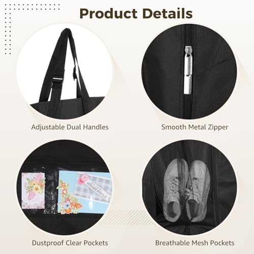 72-Inch Portable Wedding Dress Bag with 12-Inch Gusset, Zippered Garment Bag for Bridal Gown and Accessories2