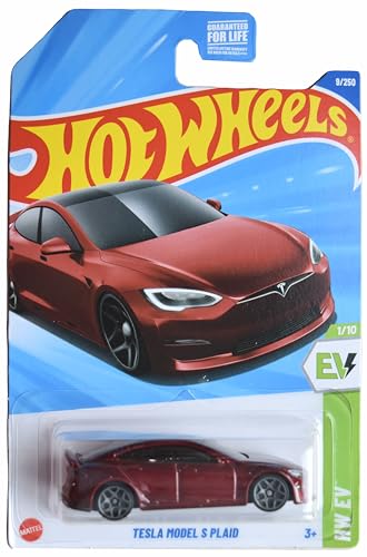 Hot Wheels Tesla Model S Plaid, HW EV Collection, Red, 9/250
