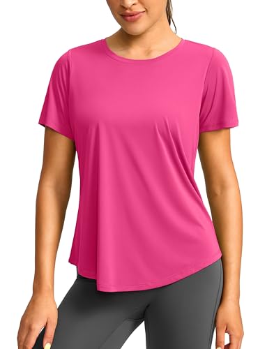 Image of Women's Short Sleeve Workout Shirts UPF 50+ Sun Protection T-Shirts Quick Dry Breathable Gym Running Hiking Tops for Women