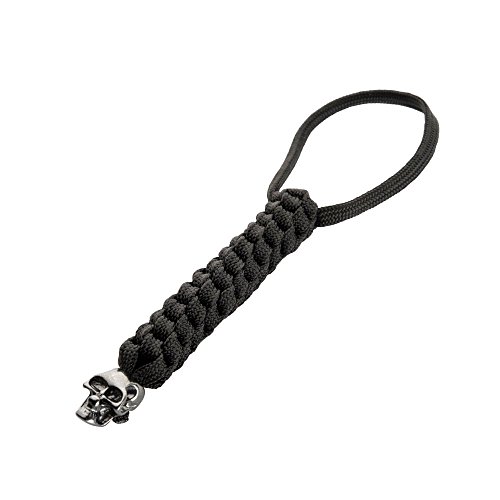 M-Tac Helix Paracord Tactical Knife Lanyard with Skull Bead (Black)