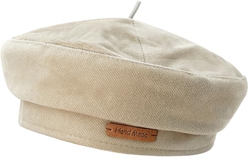 Lynmquober Beret Hat for Women French Style Classic Artist Berets Beige