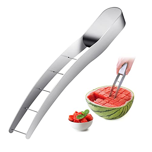 RosyFate Couteau Pastèque, Trancheur de Pastèque, Coupe Acier Inoxydable, Watermelon Cutter, Couteaux à Fruits pour Cantaloup, Papaye, Fruit du Dragon