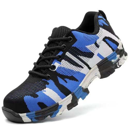 Zymoplas 2 piezas de zapatos de trabajo con punta de acero para hombres que brindan funcionalidad antideslizante y antiabrasión de caucho para la seguridad masculina, camuflaje azul, 36.1 Zymoplas 2 piezas de zapatos de trabajo con punta de acero para hombres que brindan funcionalidad antideslizante y antiabrasión de caucho para la seguridad masculina, camuflaje azul, 36.1