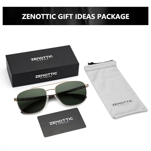 Image of ZENOTTIC Aviator Wood Polarized Sunglasses for Men 100% UV Protection Fishing Driving Golf