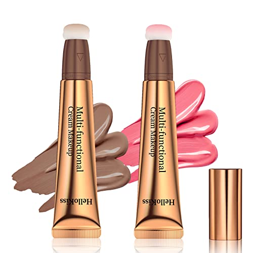 Image of Paminify Contour Beauty Wand - Liquid Blush Wand with Cushion Applicator, Nourishing Bronzer Stick in Rosa Pink, Cream Contour Stick, Cruelty-free