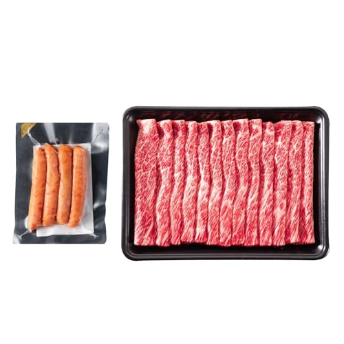 [3月お届け][畜産農家応援]厳選 宮崎牛 赤身 スライス 計500g 粗挽きウインナー 牛肉 国産 すき焼き 人気 黒毛和牛 肩ウデ モモ しゃぶしゃぶ